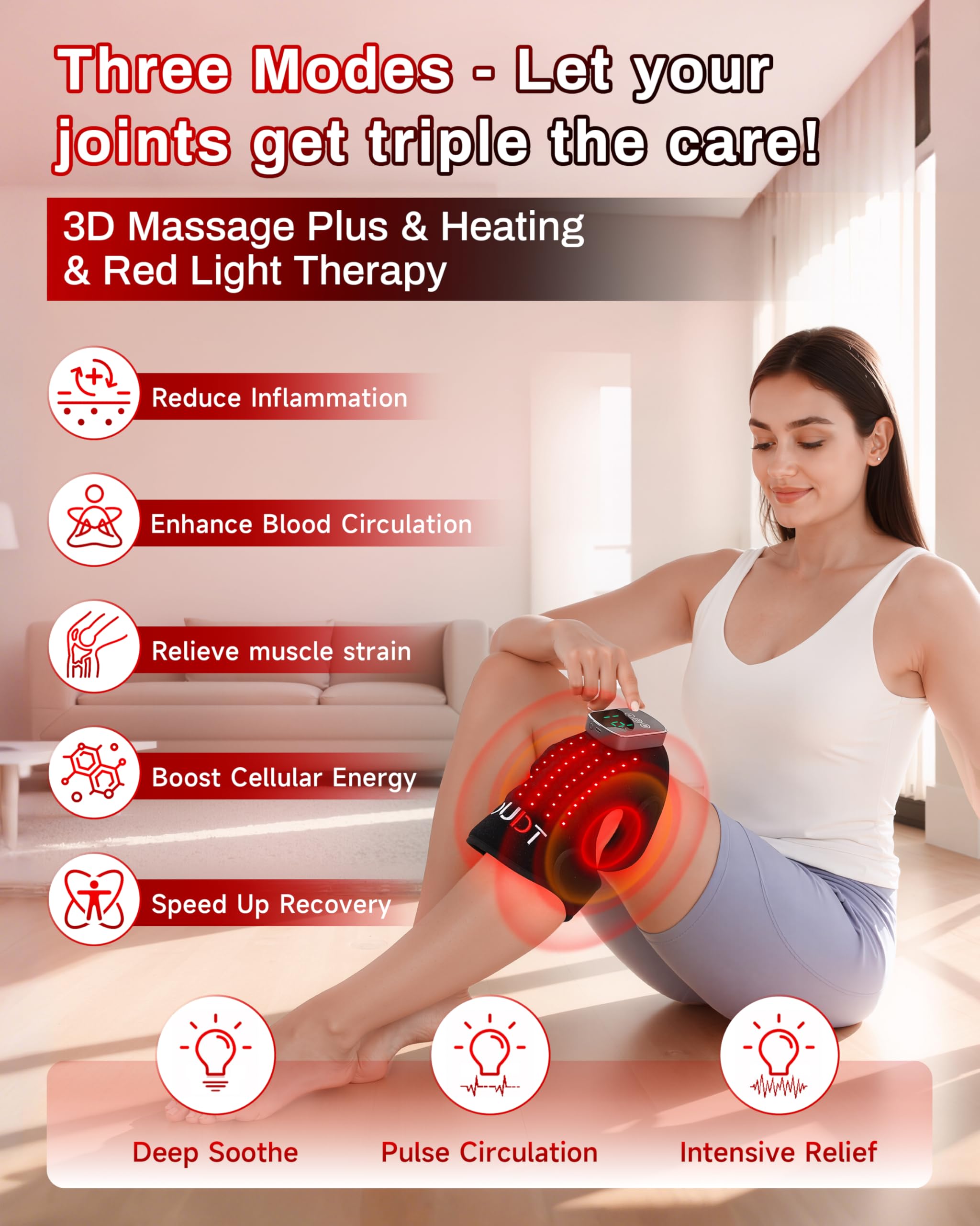Kaoudt knee massager in 3D ergonomic design for a comfortable fit