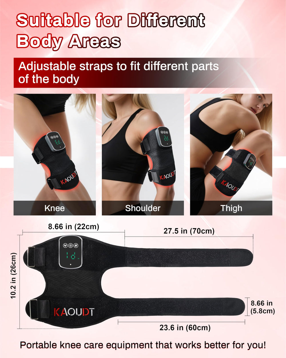 Three vibration modes for customizable comfort with Kaoudt knee massager