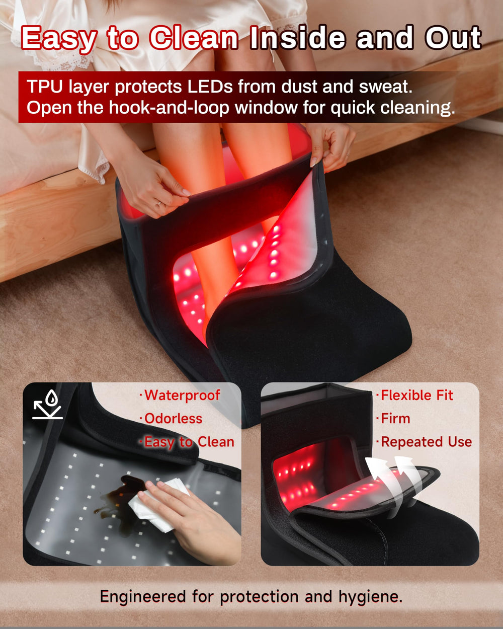 Kaoudt LED array close-up emphasizing dual-wavelength 660nm and 850nm LEDs