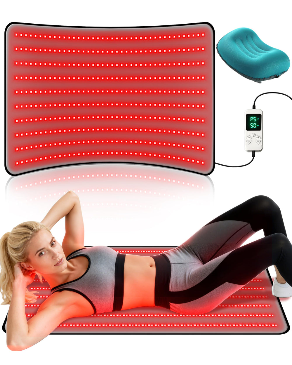 Kaoudt red light therapy mat back coverage for soothing warmth.