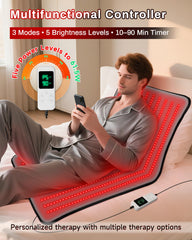 Kaoudt red light therapy mat shown for lying-down use during therapy.