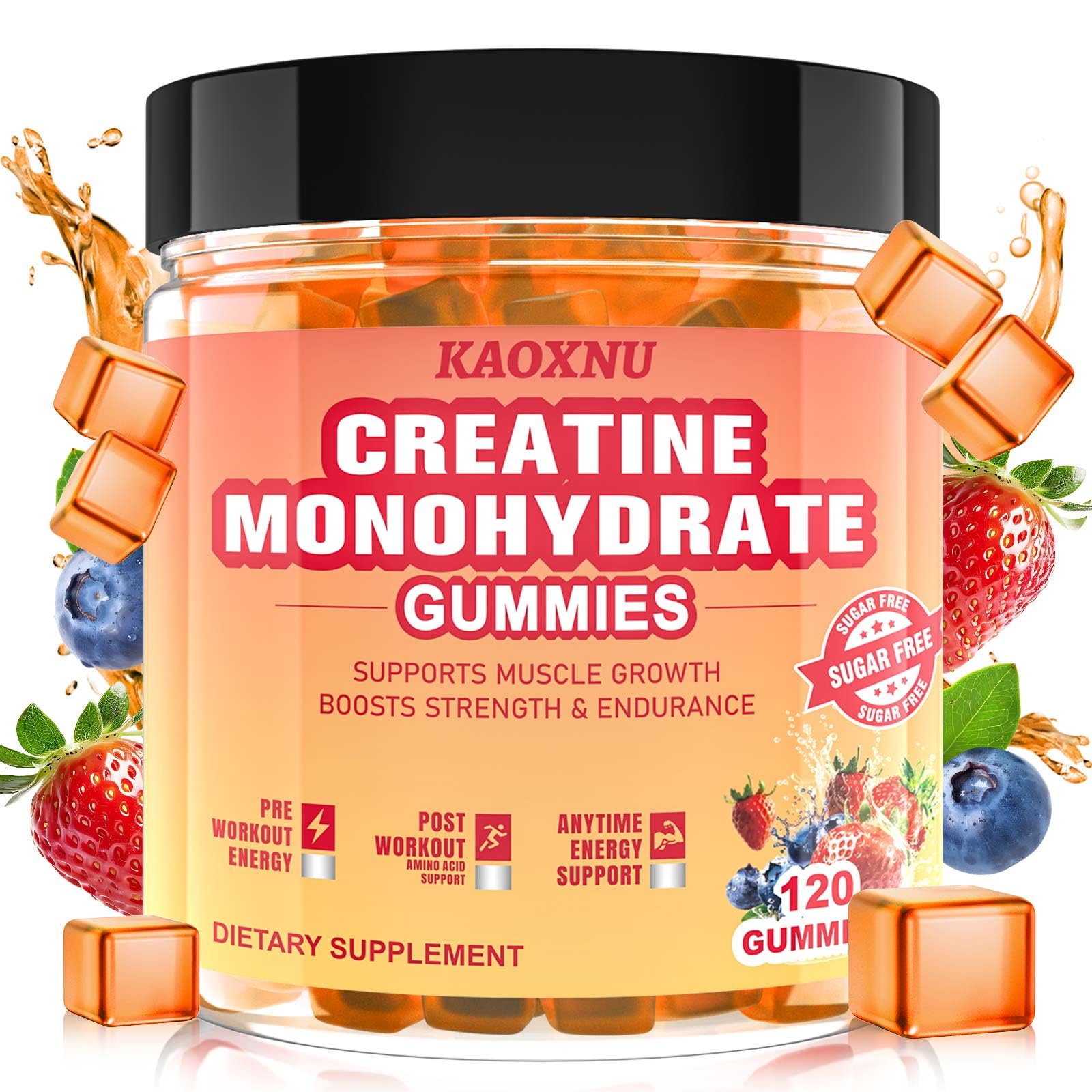 KAOXNU Creatine Gummies bottle 120ct for convenient daily use.