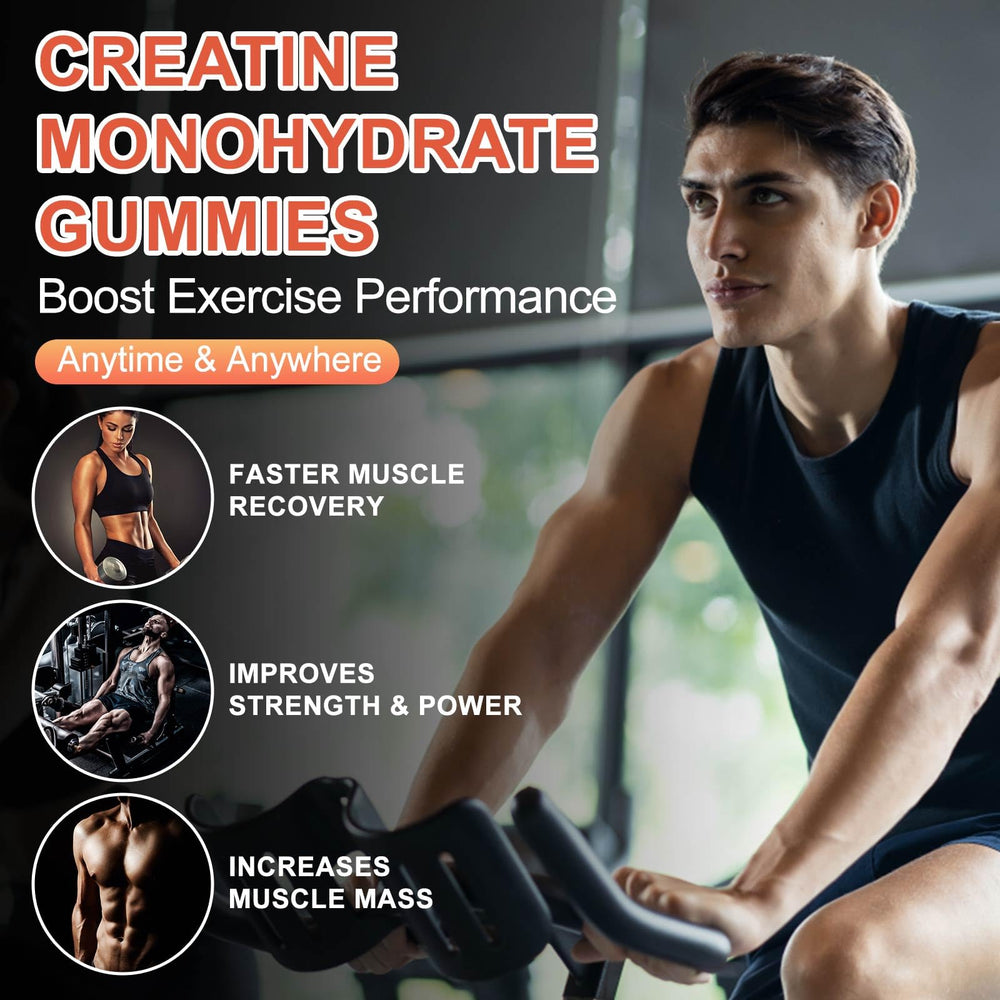 KAOXNU Creatine Gummies close-up shows blueberry-strawberry flavor.