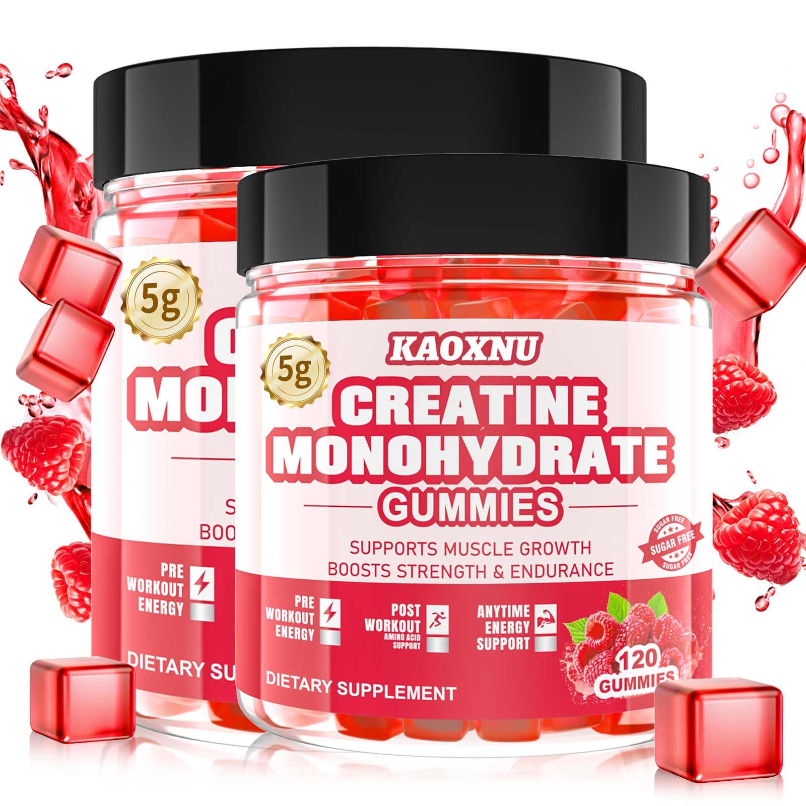 KAOXNU creatine gummies bottle for daily performance support.