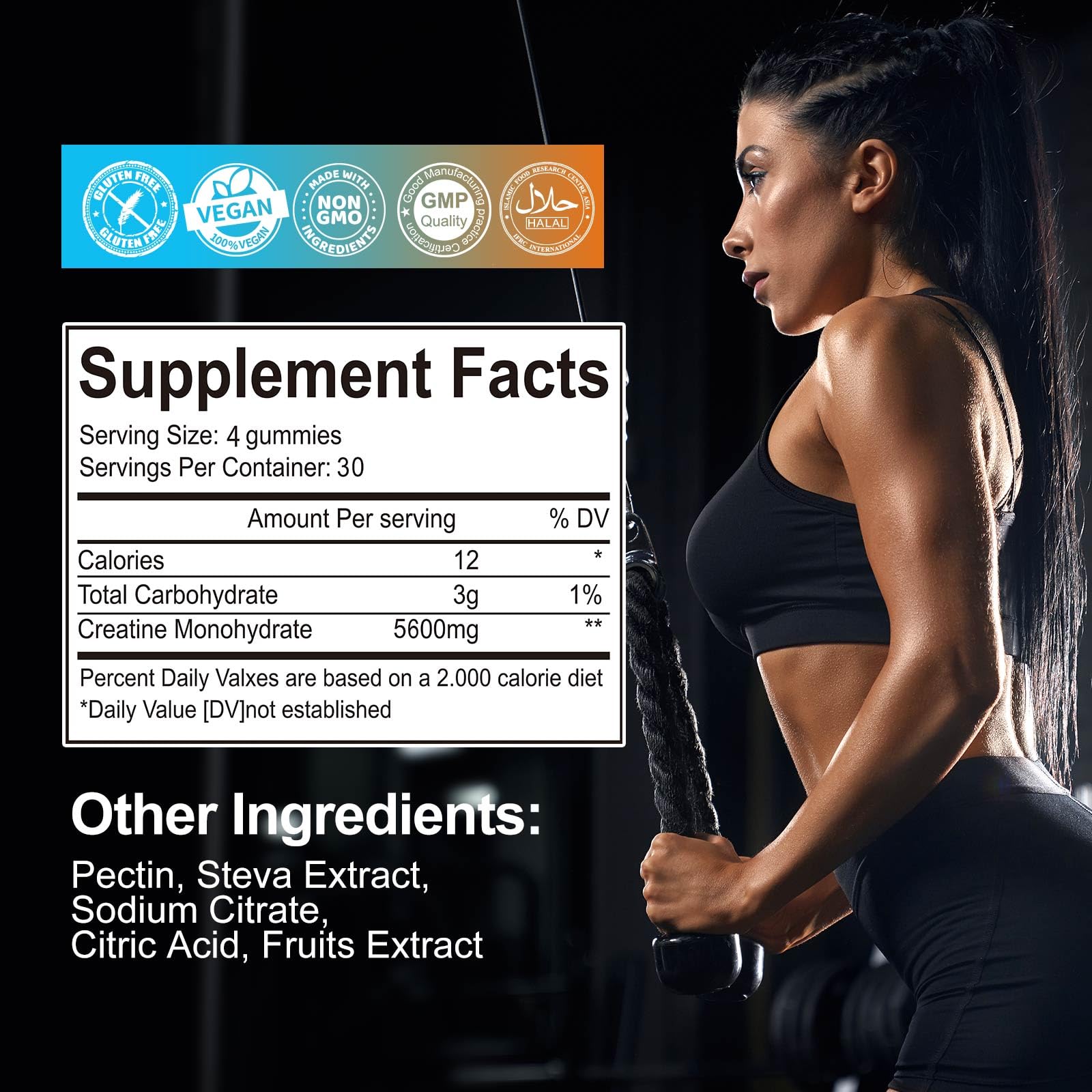 KAOXNU Creatine Monohydrate Gummies close-up shows chewy texture and flavor.