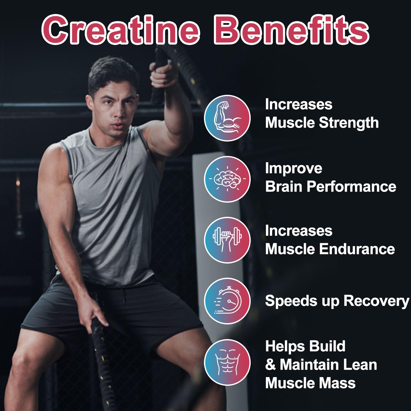 KAOXNU creatine gummies jar close-up ideal for gym routines.