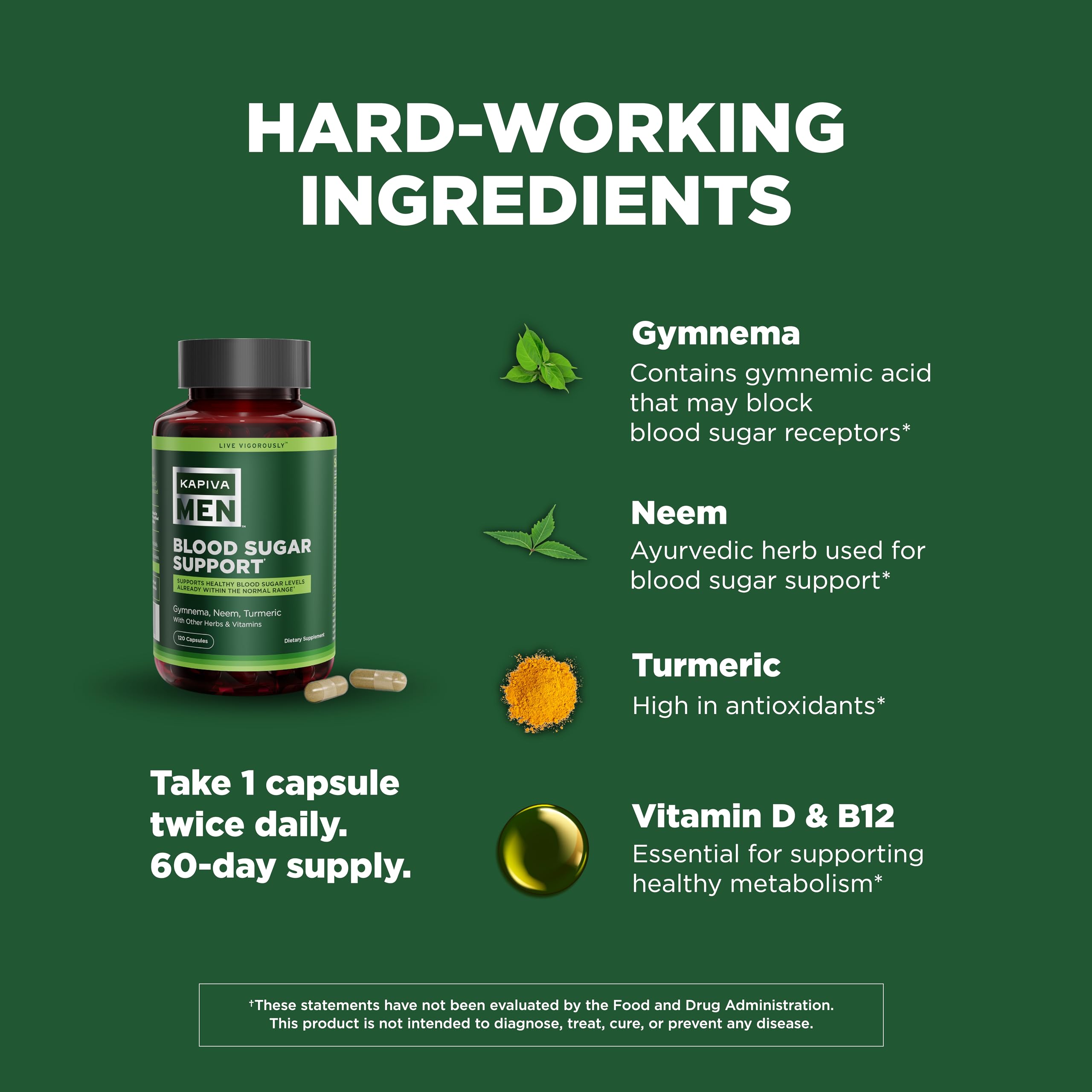 Kapiva Men Blood Sugar Support neem and turmeric close-up antioxidant blend