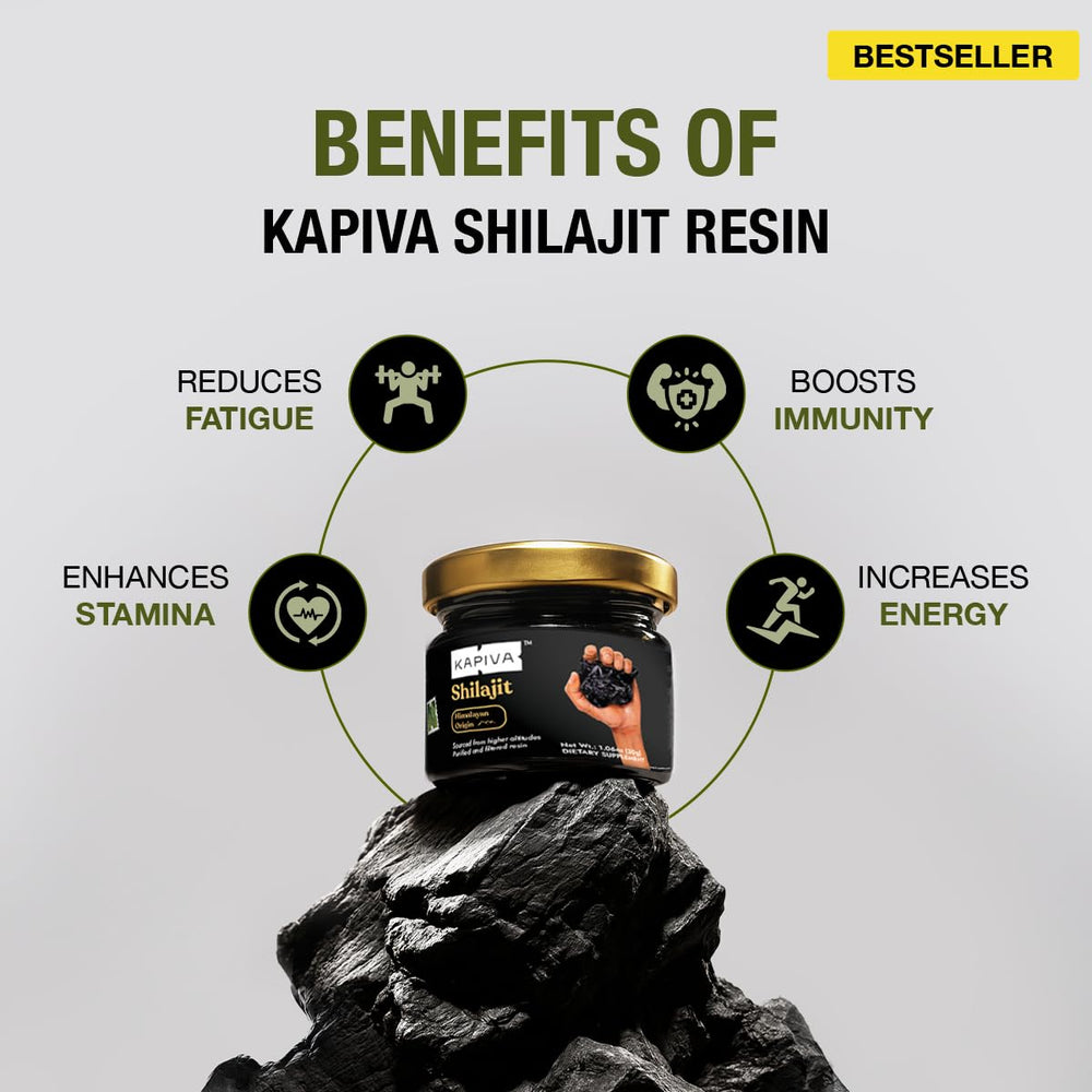 Kapiva Shilajit Resin dissolving in warm water for daily use.