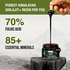 Kapiva Shilajit Resin Plus amber resin visual rich in fulvic acids