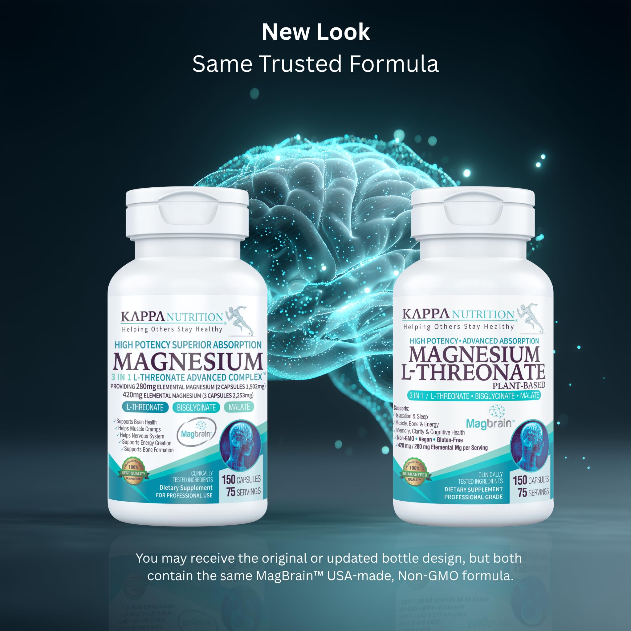 Close-up of Magbrain capsules highlighting plant-based magnesium