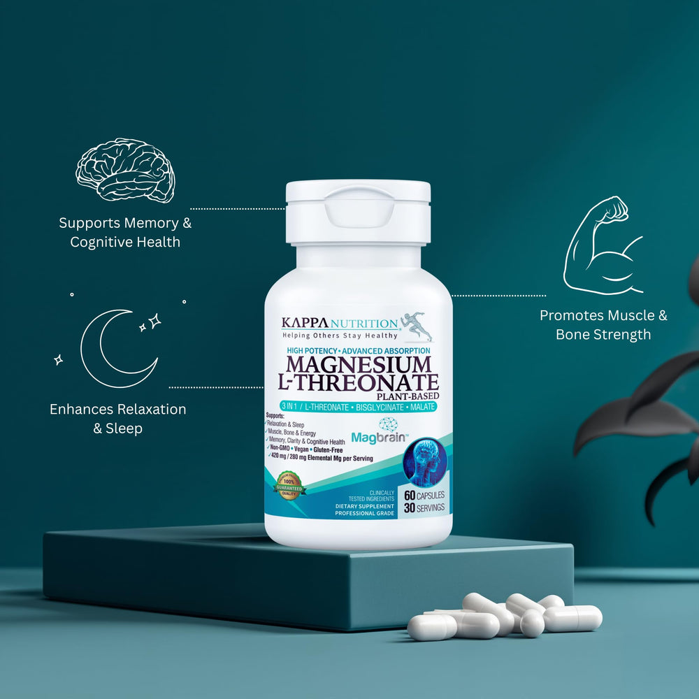 Kappa Nutrition MagBrain magnesium L-threonate details for cognitive support.