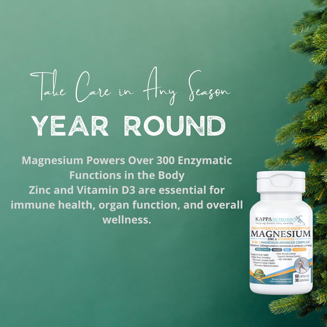 Kappa Nutrition Magnesium 4-in-1 packaging box reflecting USA-made GMP-certified quality for reliable daily use