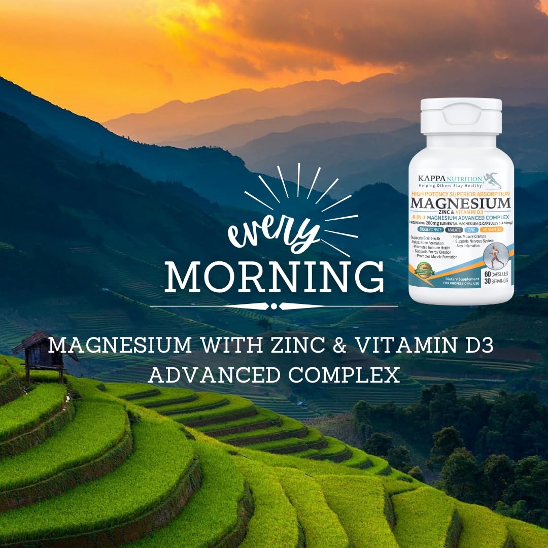 Kappa Nutrition Magnesium 4-in-1 vegan capsules emphasizing plant-based purity for everyday wellness