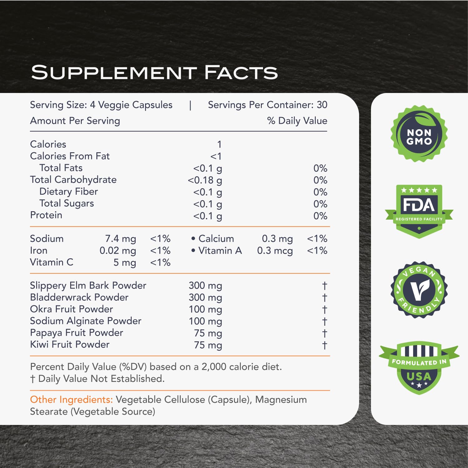 KaraMD Lectin Guard ingredients panel highlights bladderwrack and slippery elm for gut support.