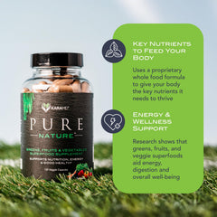 KaraMD Pure Nature label close-up showing non-GMO, gluten-free vegan ingredients