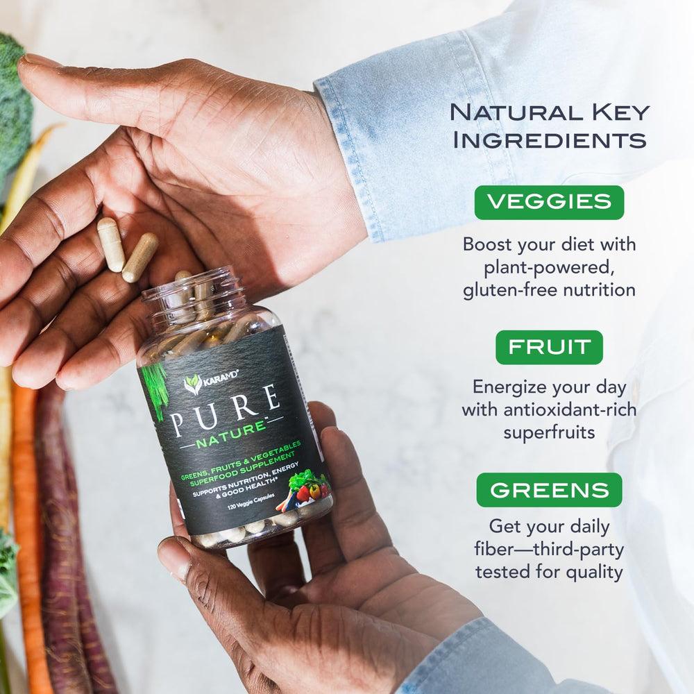 KaraMD Pure Nature powder swirling in a glass of water for quick hydration