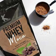 KARDAGAR Premium Whey Mocha dispense visual emphasizes smooth mixing