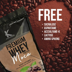 KARDAGAR Premium Whey Protein Mocha powder jar highlights protein-rich serving