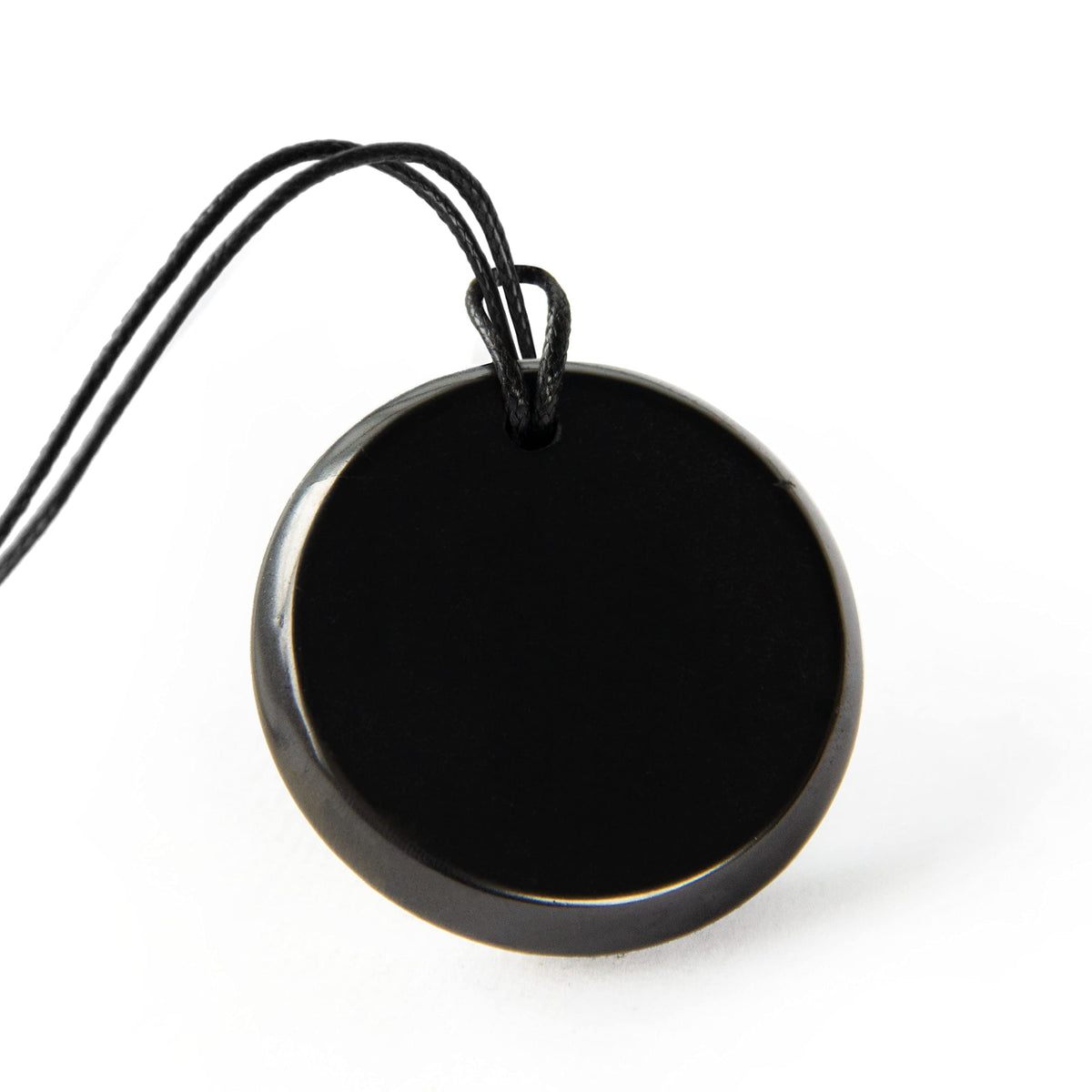 Karelian Heritage big round shungite pendant front view for grounding and style