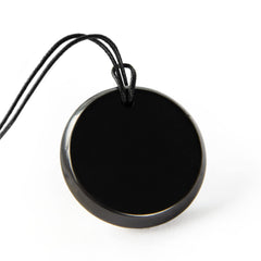 Karelian Heritage big round shungite pendant front view for grounding and style