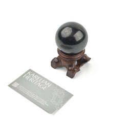 Karelian Heritage crystal ball with wood stand for elegant desk display and mindful focus