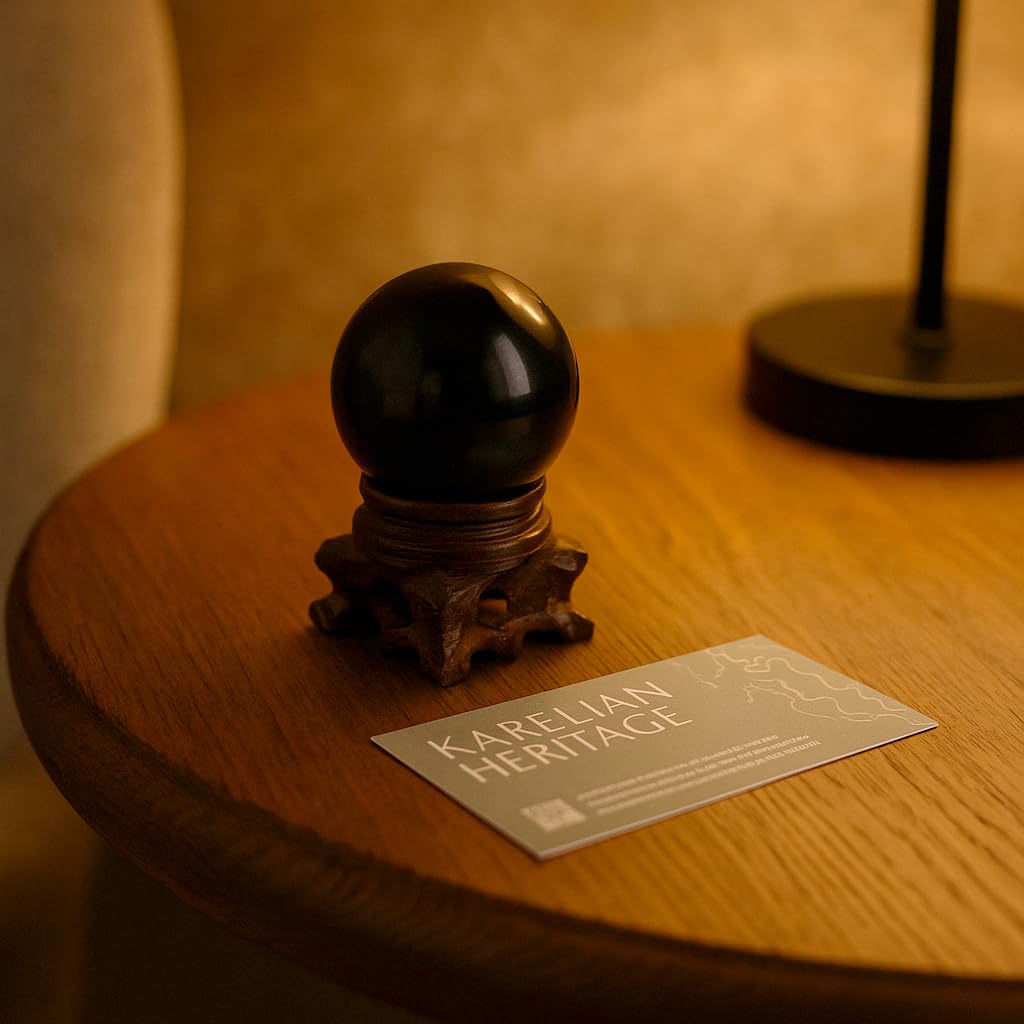 Karelian Heritage gift-ready shungite sphere for thoughtful protection accents