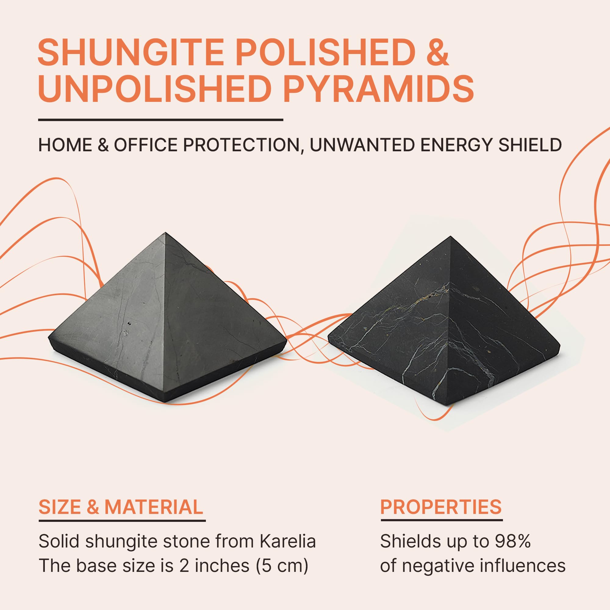 Karelian Heritage Shungite pyramids unpolished surface diffuses negative energy