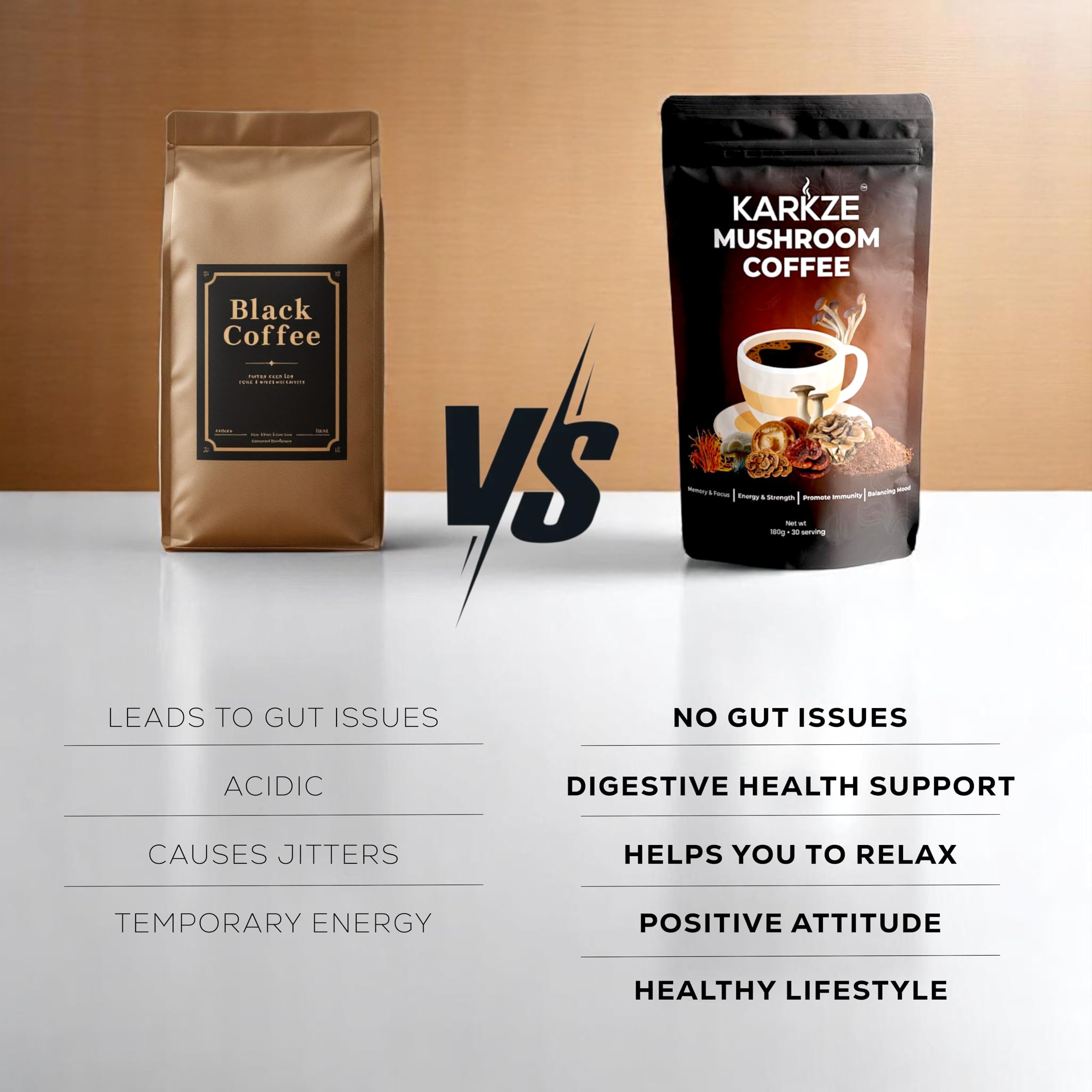 KARKZE Immunity and gut support mushroom coffee for balanced wellness