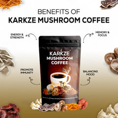 KARKZE Lions Mane focus mushroom coffee highlighting mental clarity and calm alertness