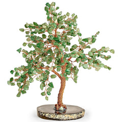 KARMA AND LUCK real jade tree of life 10-inch closeup, copper wire wrap enhances grounding energy