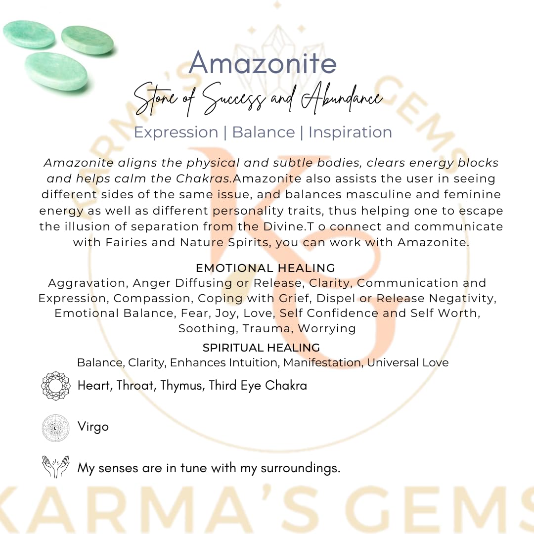 Karma Gems Amazonite care: sage cleansing before shipping.