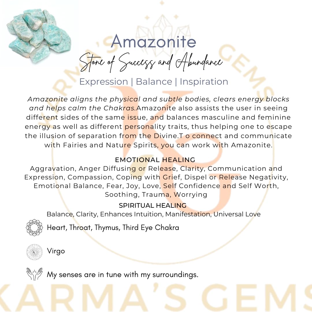 Karma Gems Amazonite, gemas únicas para meditación y calma mental.