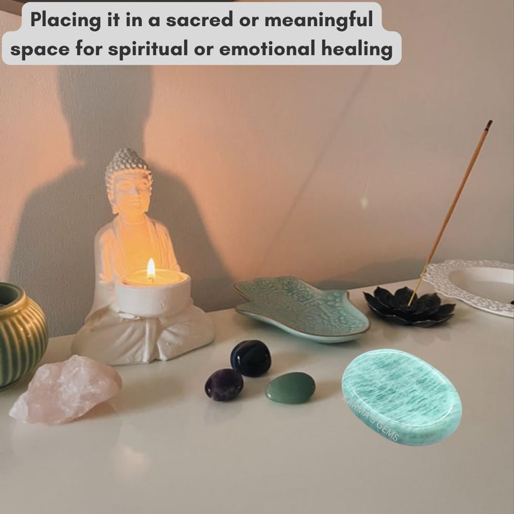 Karma Gems Amazonite polished surface with soothing tactile feel.