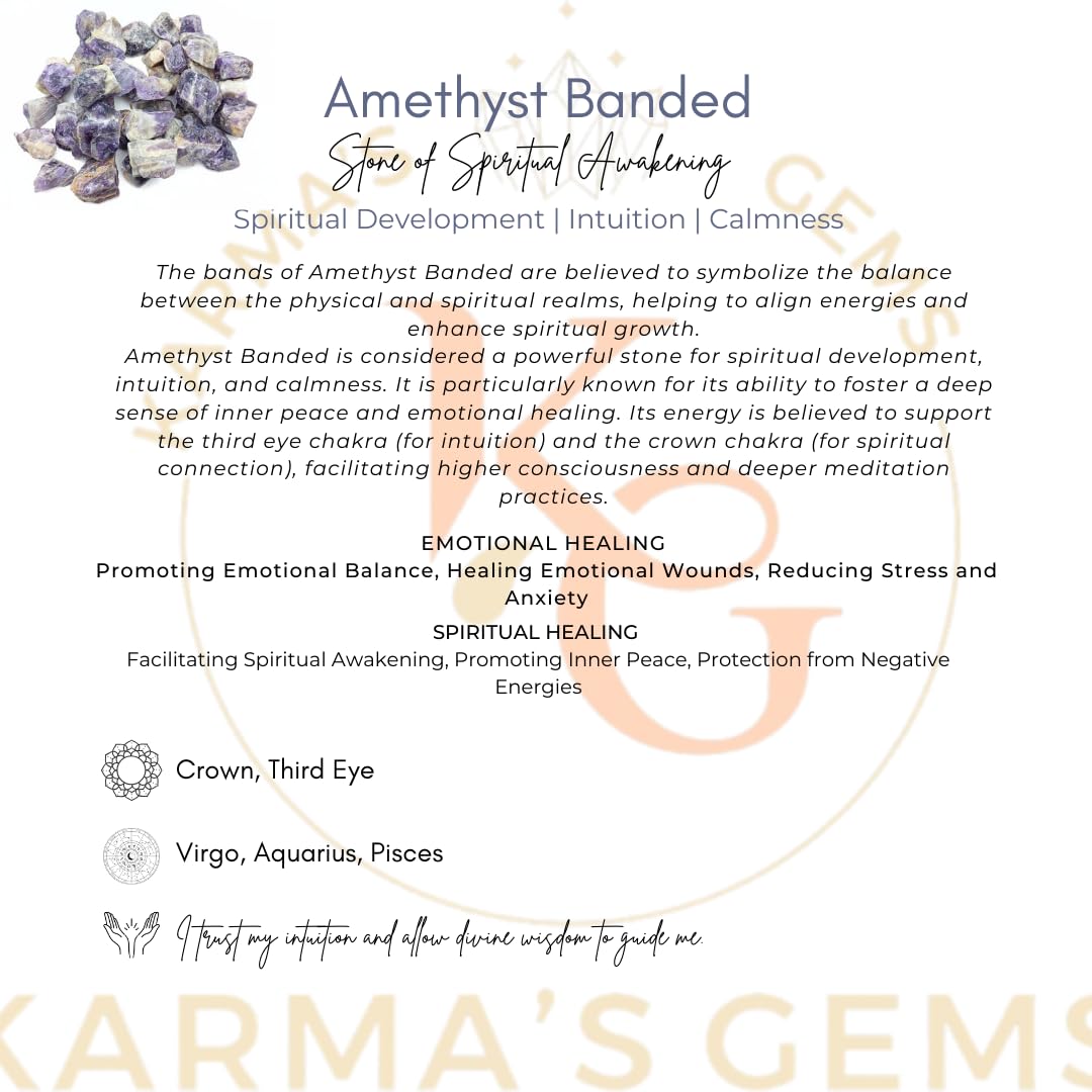 Karma Gems amethyst banded piece used for decor and energy balance in sacred spaces