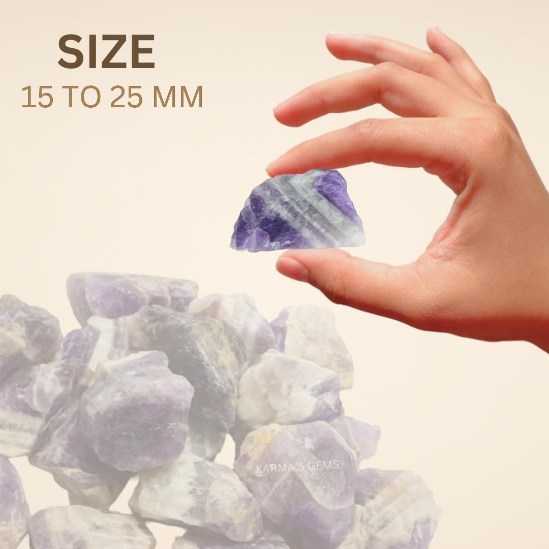 Karma Gems amethyst banded natural crystal in raw form suitable for home decor and energy focus