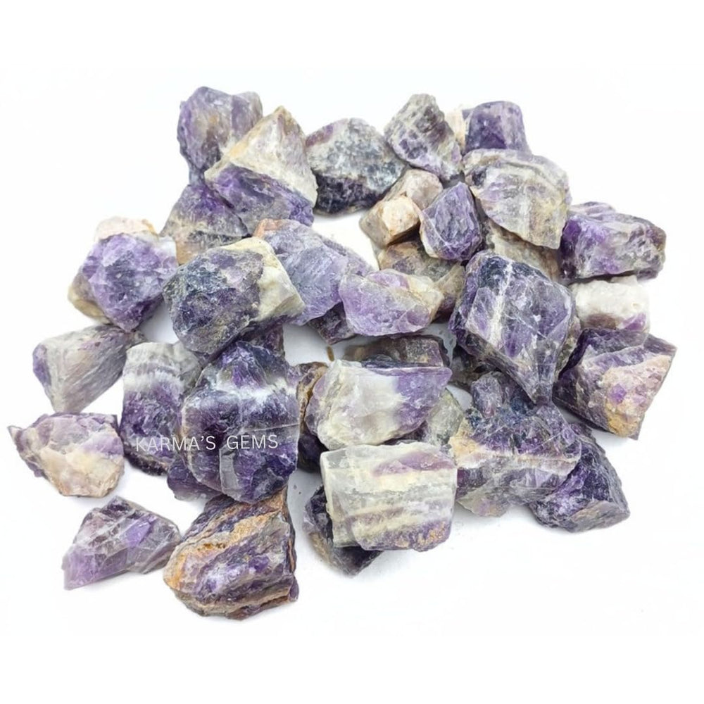 Karma Gems amethyst banded stone close-up showing rich purple banding for meditation inspiration