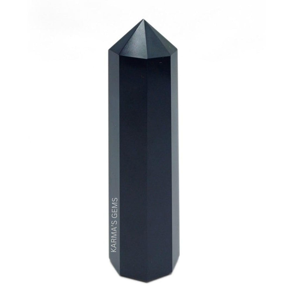 Karma Gems Black Obsidian Crystal Tower closeup for focused energy work