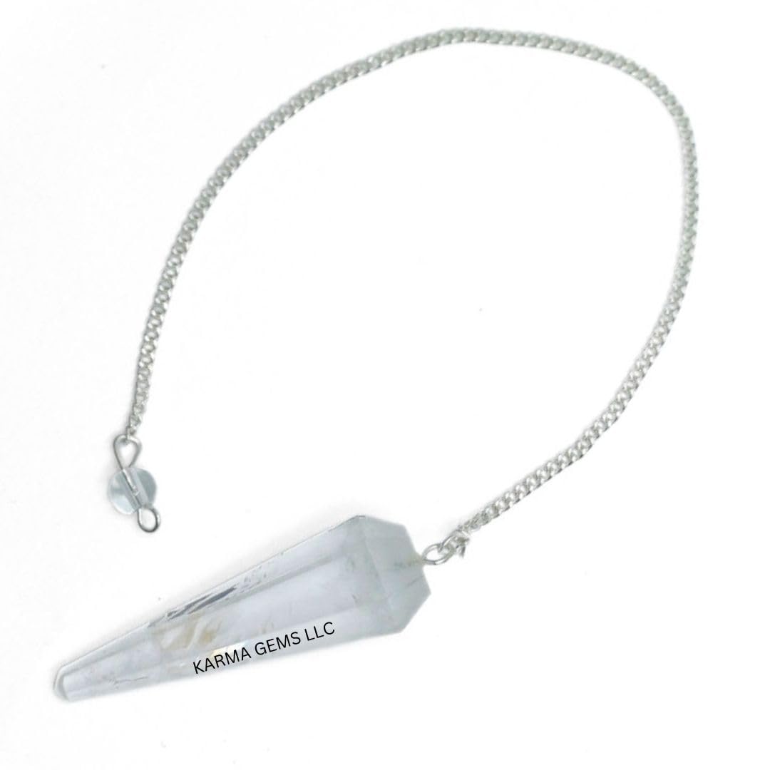 Karma Gems clear quartz pendulum for energy work and emotional clarity