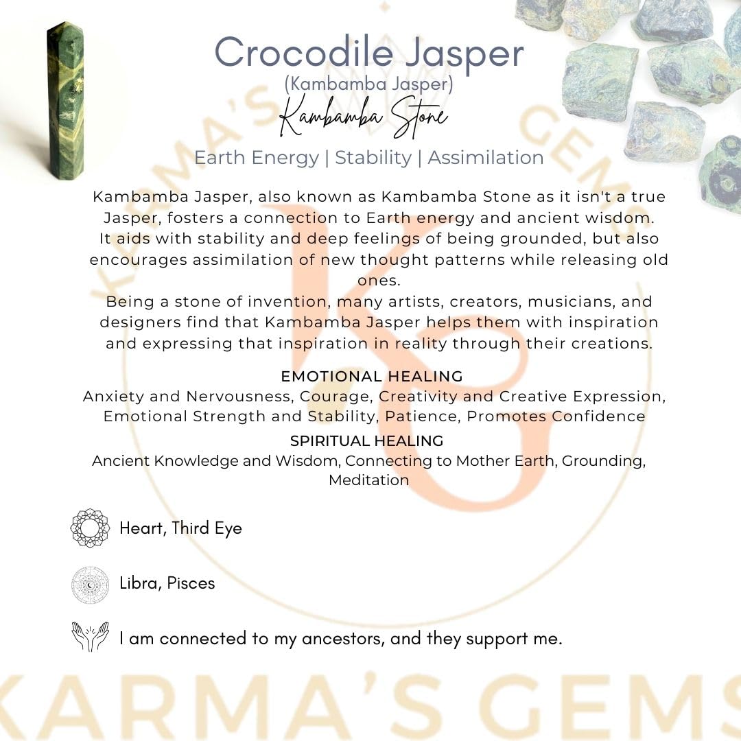 Karma Gems crocodile jasper 8-facets emphasizes precise focus
