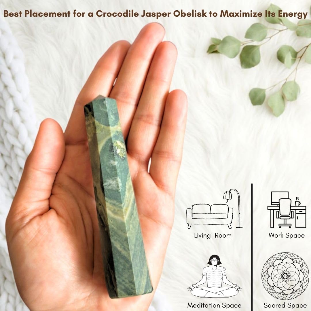 Karma Gems crocodile jasper wand held for tactile grounding