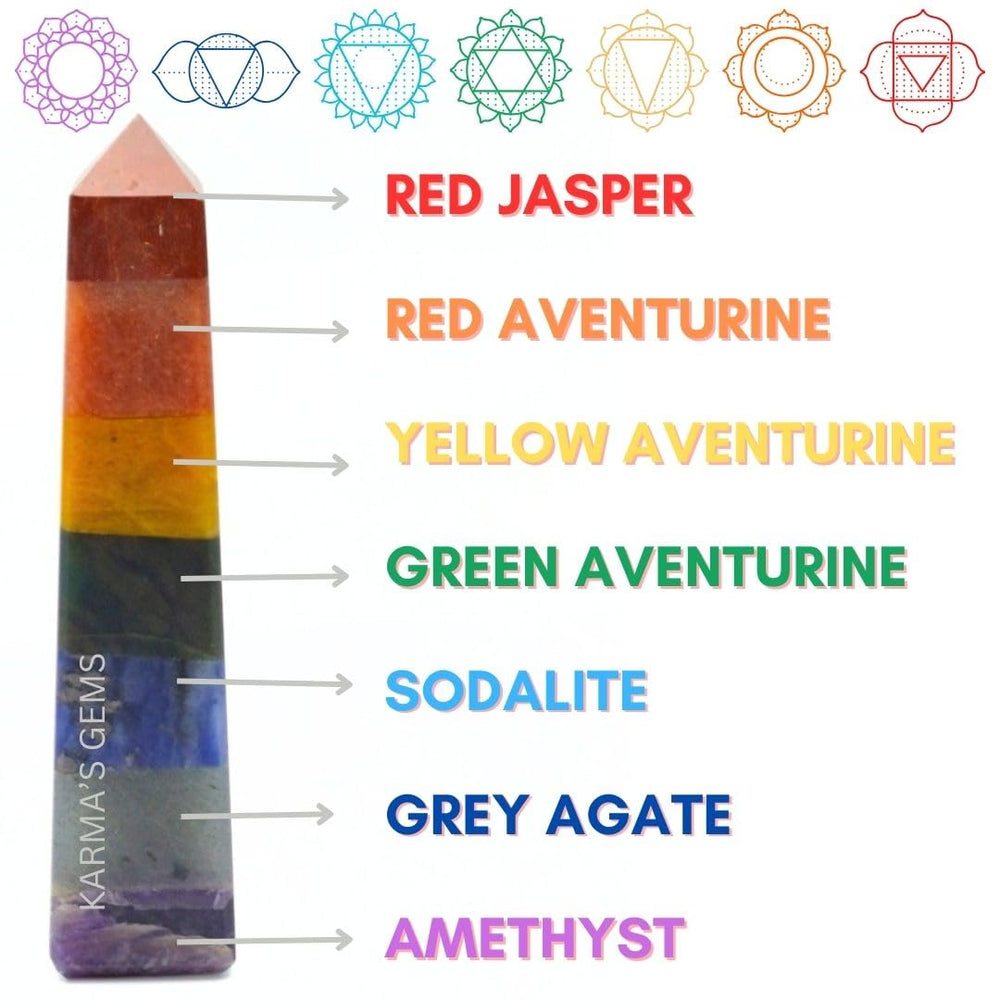 Karma Gems crystal wand tower held in hand for energy focus during meditation