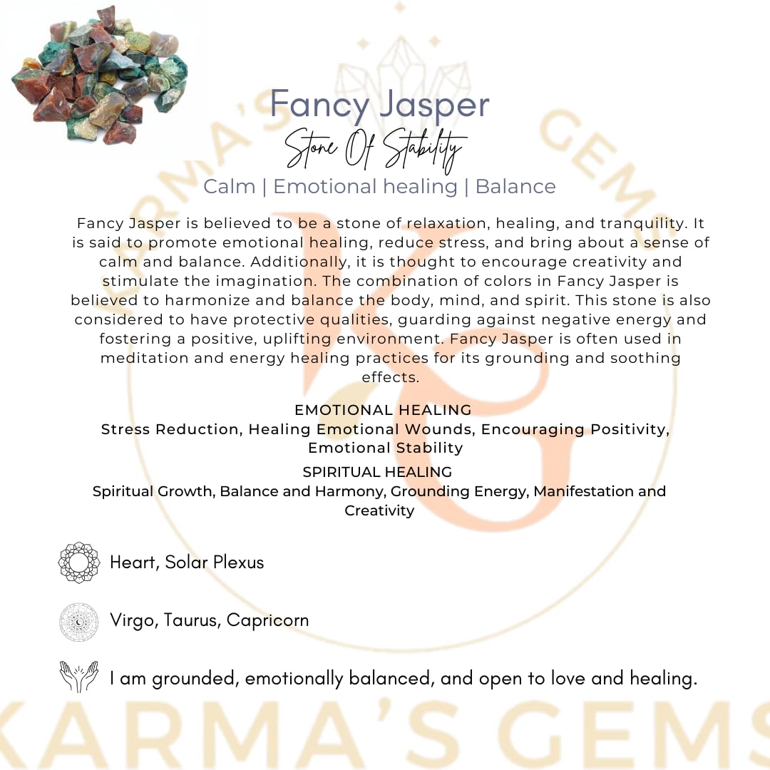 Karma Gems Fancy Bloodstone Jasper shows rich mauve and green patterns for meditation spaces.