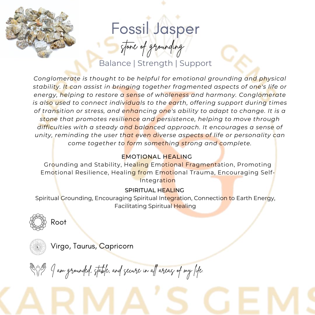 Karma Gems Fossil Jasper size reference for project planning.
