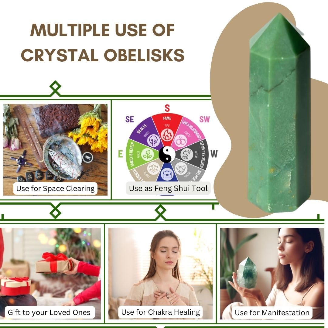 Karma Gems Gift-ready green jade crystal tower for meaningful moments