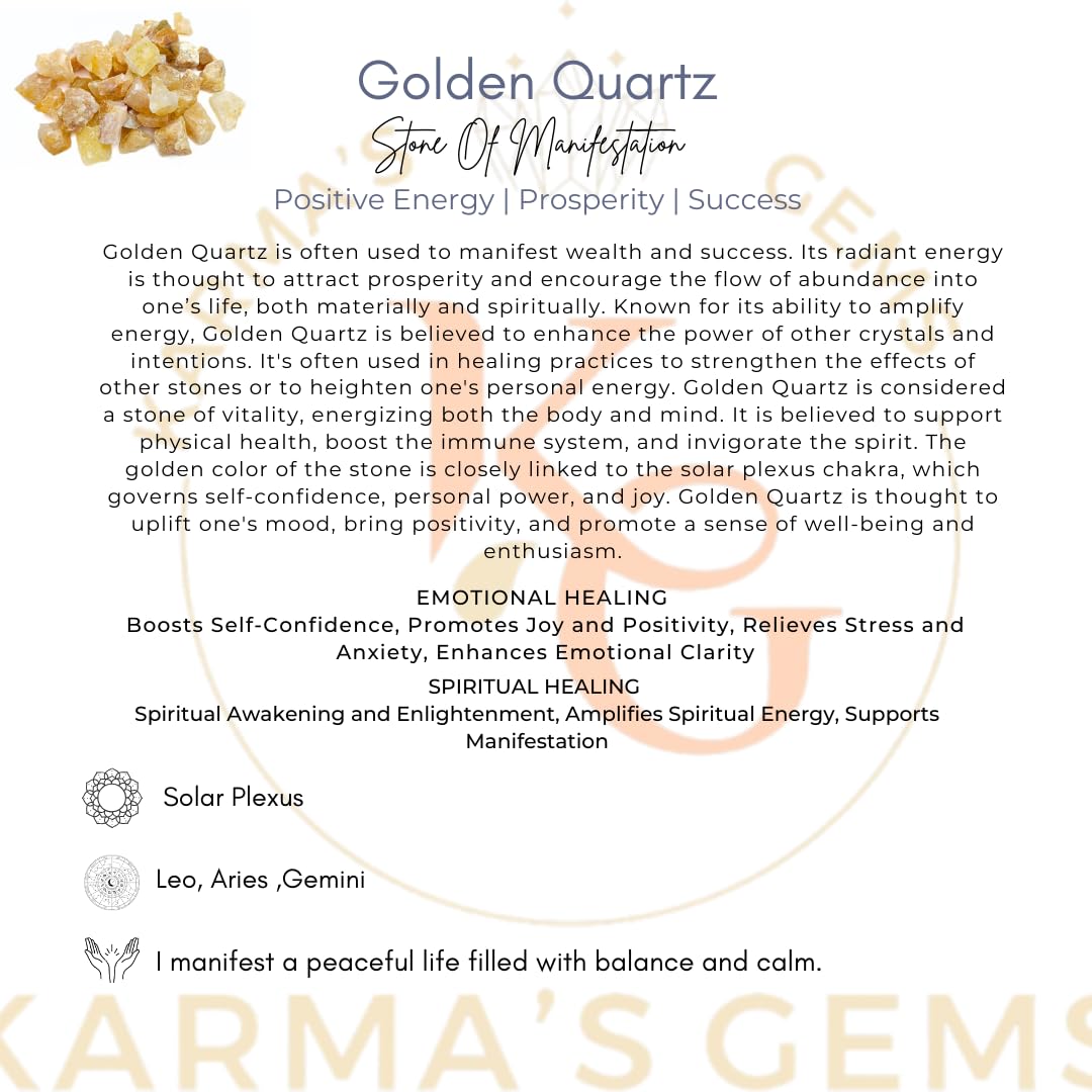 Karma Gems Golden Quartz raw stone sized 1 inch plus for display.