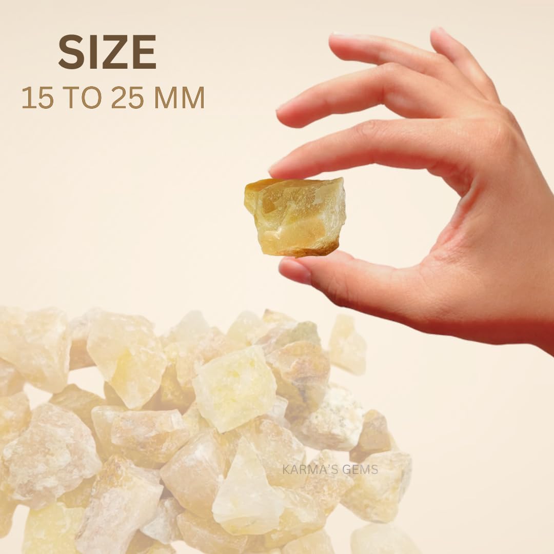 Karma Gems Golden Quartz raw stone suited for decorative fountain rock displays.