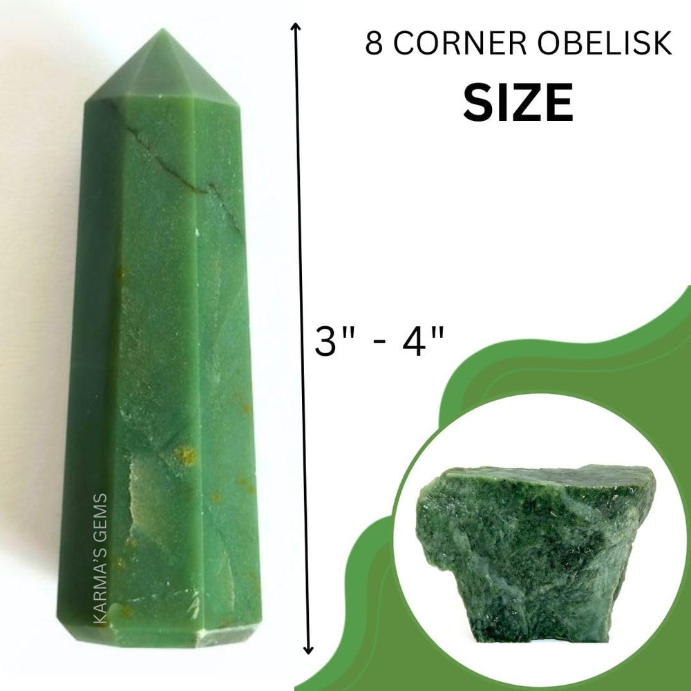 Karma Gems Green Jade crystal tower 8-corner boosts creativity and calm