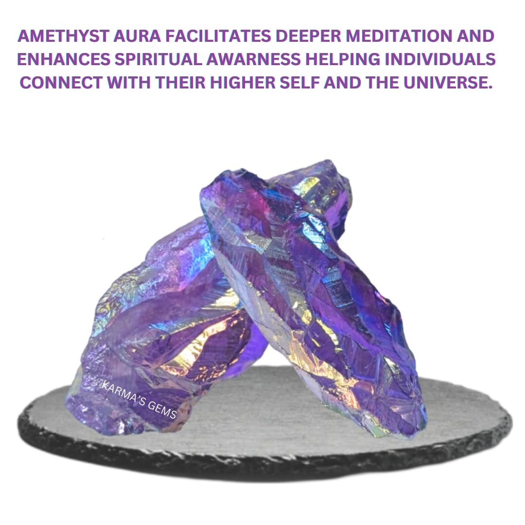 Karma Gems amethyst aura quartz rough stone for natural collection displays