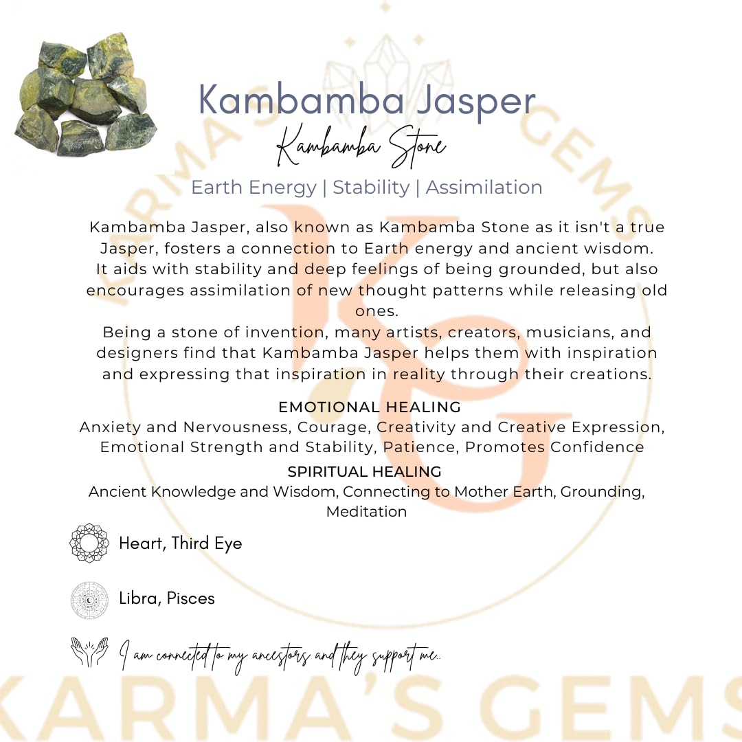 Karma Gems Kambaba Jasper energy cleansing prepares stones for rituals and energy work.