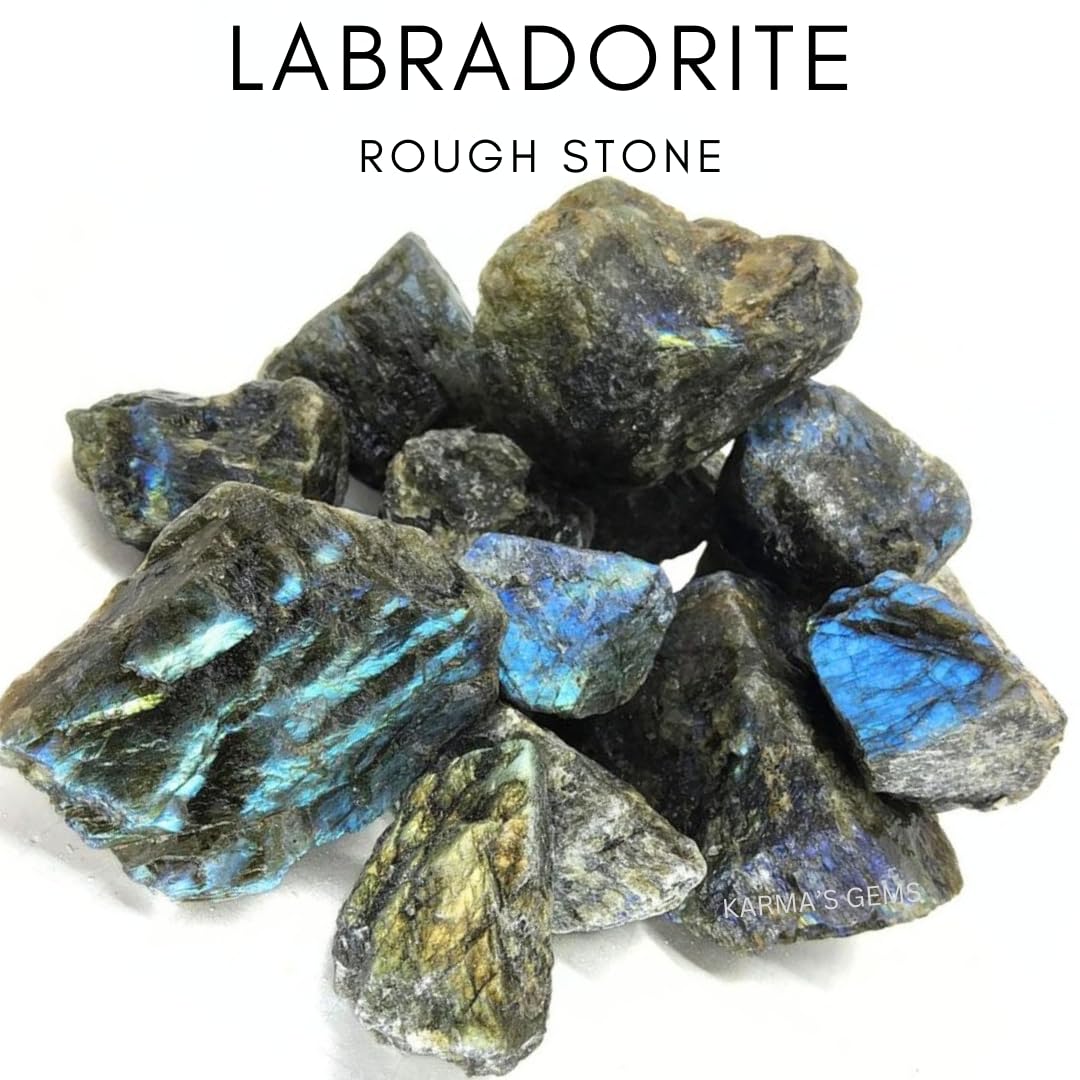 Karma Gems Labradorite natural raw stone ideal for cabbing and custom projects.